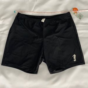 OX Black swim shorts with seahorse